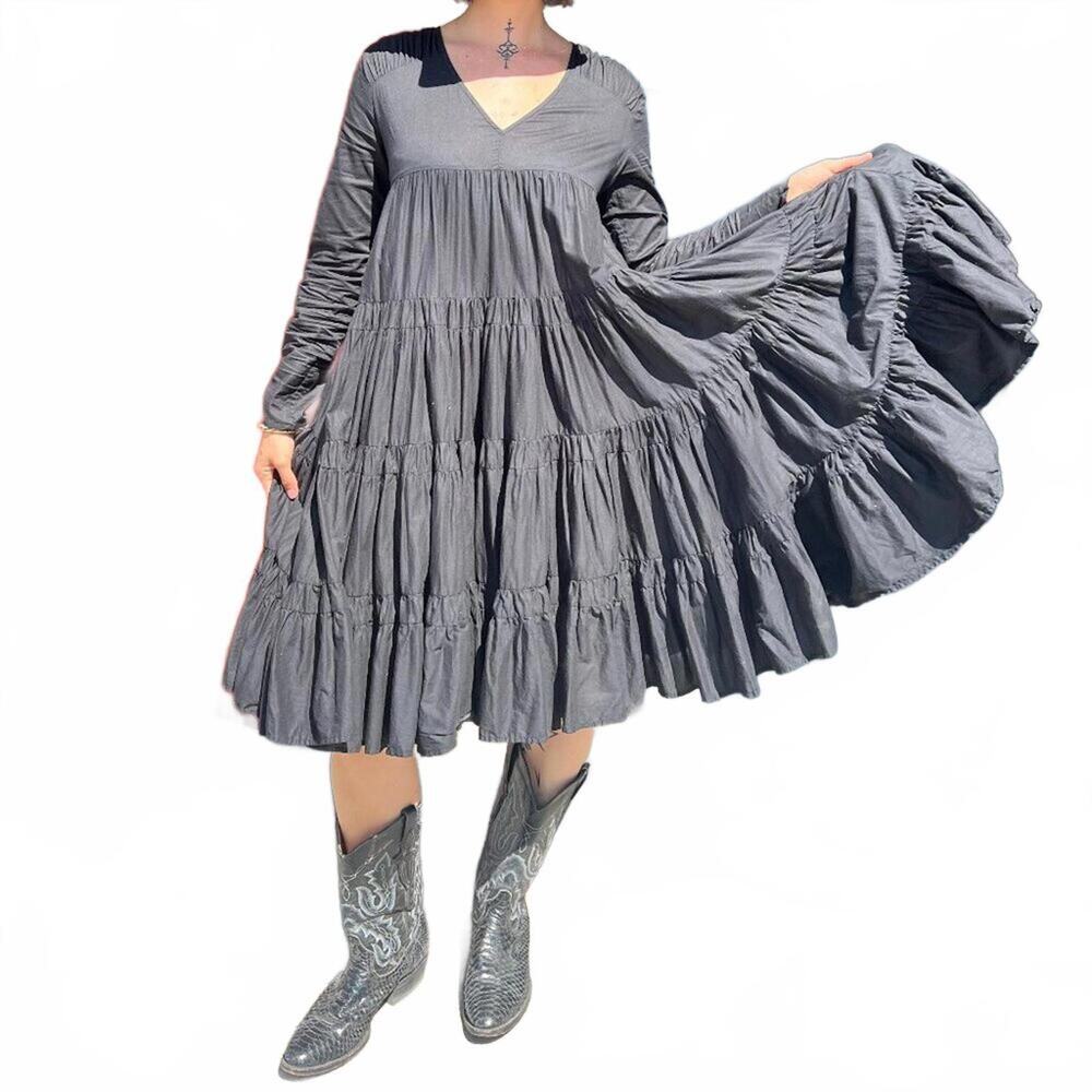 Merlette Tiered Pima Cotton Lawn Dress Small | Romantic Volume Quiet Luxury